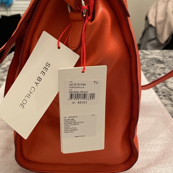 NWT SEE BY CHLOE Messenger Style Bag or Crossbody Georgia Peach Purse Handbag - Picture 13 of 14